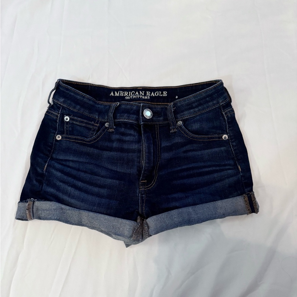 Size 2 American Eagle Outfitters Blue Jean Shorts with Rolled Hem